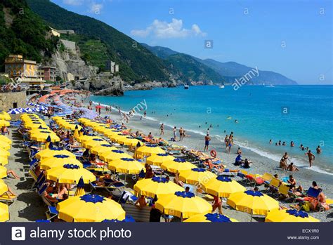 Monterosso Beach Umbrellas Cinque Terre Italy Italian