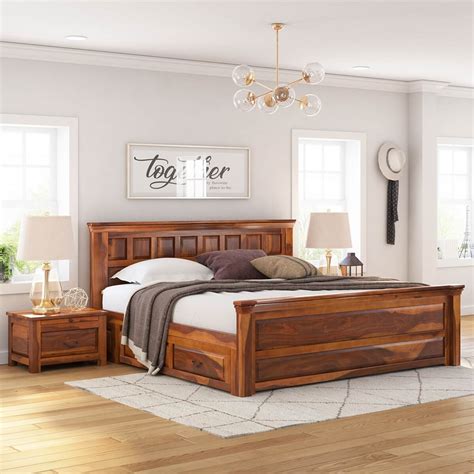 Delaware Solid Wood Platform Bed Frame 3pc Suite