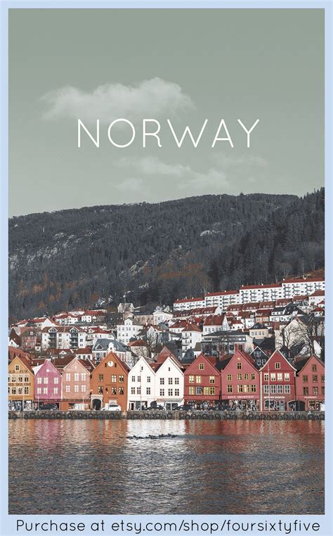 Bergen Norway Retro Travel Art Poster Etsy In 2023 Bergen Norway