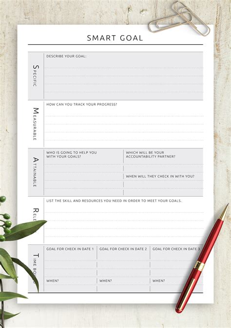 Printable Smart Goals Worksheet