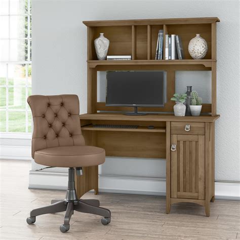 Salinas 48w Computer Desk With Hutch And Mid Back Tufted Office Chair