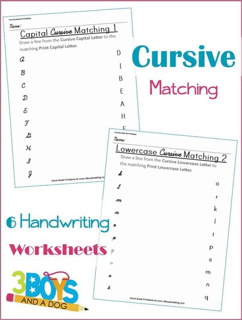 Cursive writing for beginners and cursive capital & small alphabets. Cursive and Print Letter Matching Printable Worksheets - 3 ...