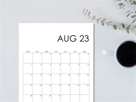 2023 Calendar Printable Monthly Planner Minimalist Calendar Etsy