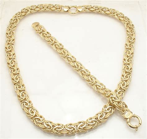 Bold Textured Byzantine Bracelet Or Chain Necklace Real 14k Yellow Gold