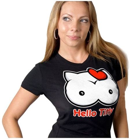 Hello Titty Ladies Fitted Tee Black Rebelsmarket
