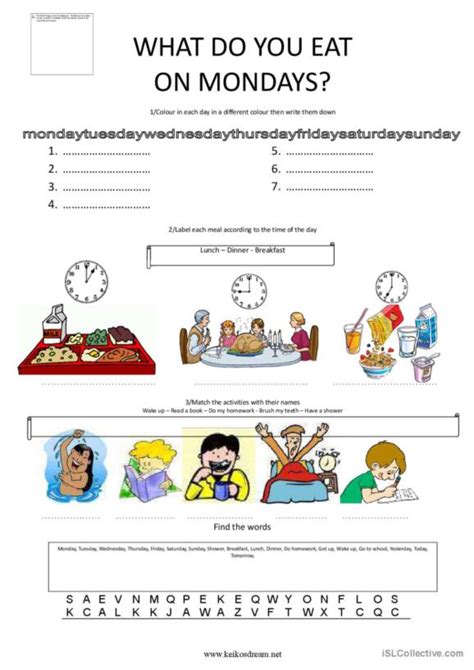 8 Daily Routines Word Search Vocabulary Practice English E