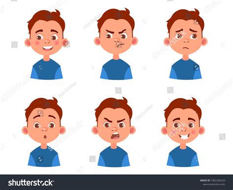 5788 Boy Different Facial Expressions Illustration Images Stock