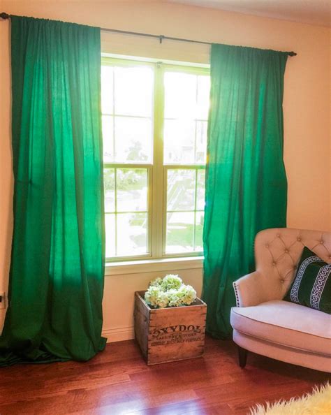 1 Pair Of Solid Kelly Green Curtains Window Treatments Green Etsy