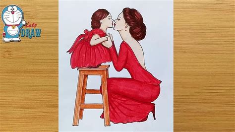 How To Draw Mother And Daughter Love ️ Step By Step Art Video