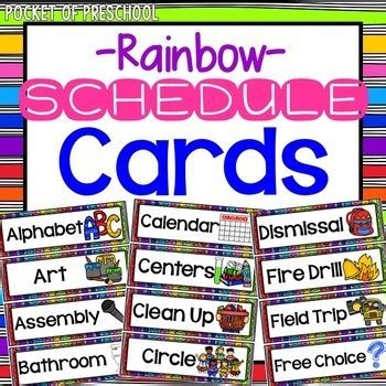 Free visual schedule printables to help kids with daily routines and next comes l hyperlexia. Rainbow Schedule Cards for Visual Schedules by Pocket of Preschool