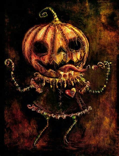 If you drift through the days feeling subtly haunted, why stop when all hallows' eve does? #Pumpkin Girl - #Macabre Artwork #creepy #horror # ...