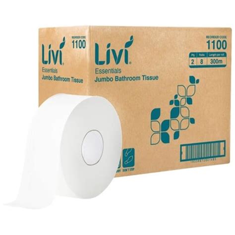 Livi Essentials Toilet Paper Jumbo 2 Ply 300m Carton Of 8 Rolls