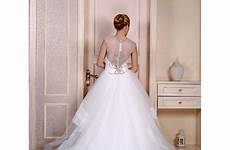wedding beading cathedral organza scoop gown trim neck train ball dress gemgrace