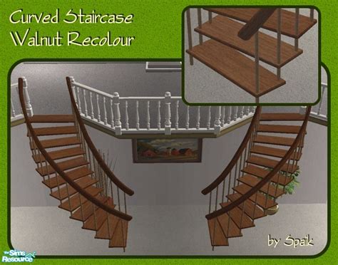 The Sims Resource Curved Staircase Walnut Rec