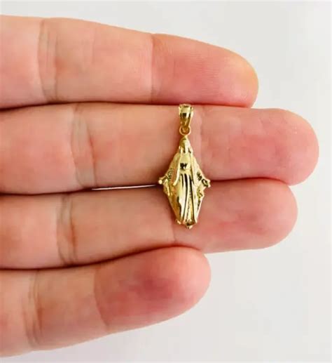 14K REAL SOLID GOLD VIRGIN MARY MIRACULOUS 25mm 0 98 Inches PENDANT