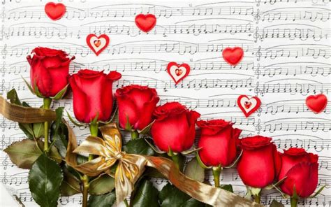 Hearts Valentines Day Red Roses Nature For You Roses Music Rose With