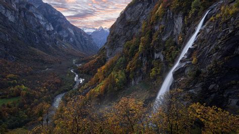 Fall Mountain Nature River Switzerland Waterfall Hd Nature
