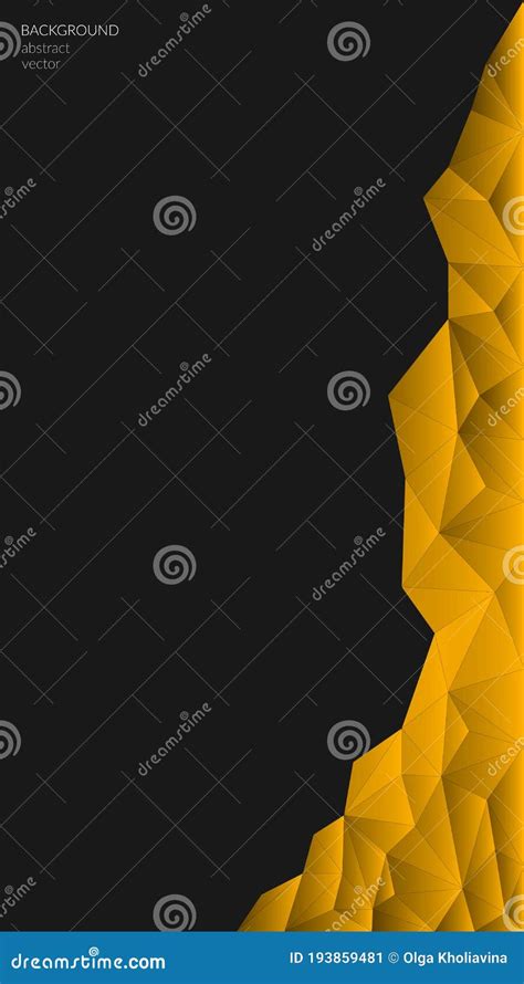 Vector Abstract Polygonal Dark Background Yellow Geometric Shapes Low