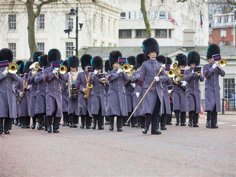 The Irish Guards Perform The Changing Of The Guard At Buckingham Palace