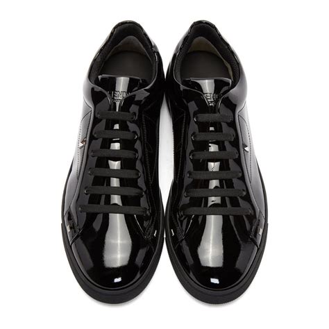 Fendi Leather Black Patent Sneakers For Men Lyst