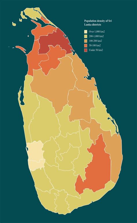 Population Density Of Sri Lanka Districts Sri Lanka Density Square