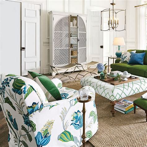 Emmie Blue Drapery Fabric Ballard Designs Living Room Blue And Green