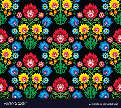 Seamless Polish Folk Art Floral Pattern Lowicz Vector Image