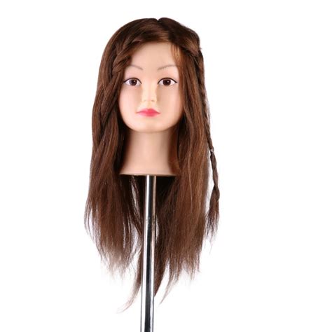 55cm Hairdressing Training Mannequin Practice Head 100 Real Human Hair