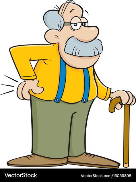 Cartoon Old Man Leaning On A Cane Royalty Free Vector Image