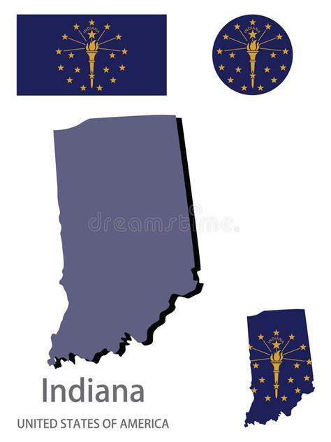 Flag And Silhouette Of Indiana Vector Stock Vector Illustration Of