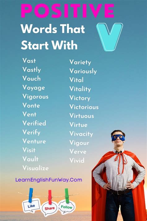 Positive Words That Start With V