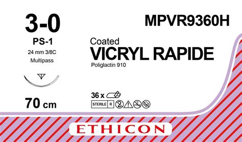 Ethicon Mpvr9360h Sutures Vicryl Rapide Und 3 0 13mm 38 Rc Ps 1