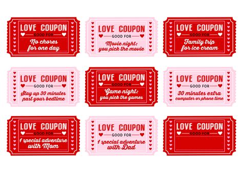 Free Printable Kids Valentines Day Love Coupons Catch My Party
