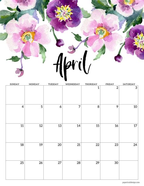 25 best free printable april 2021 calendars onedesblog