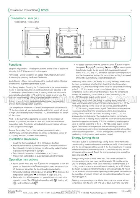 Schneider Electric Tc303 Thermostat Installation Instructions