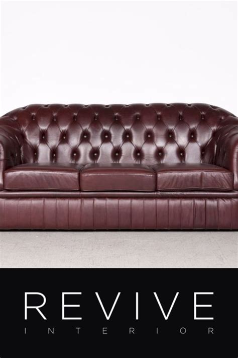 Top marken | günstige preise | große auswahl Chesterfield Leder Sofa Rot Echtleder Dreisitzer Couch ...