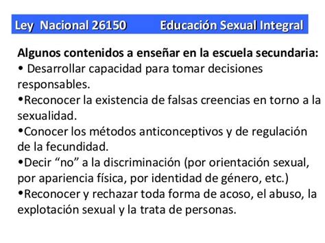 presentacion de la ley de educacion sexual integral