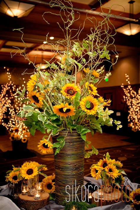 Sunflower Wedding Flower Arrangements Sunflower Reception Fall