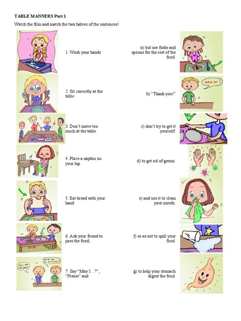 Table Manners Worksheet