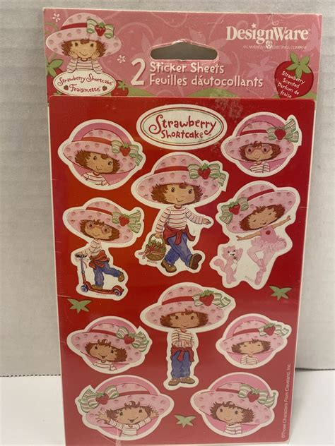 2003 American Greetings Pack Of 2 Sheets Strawberry Shortcake Scented