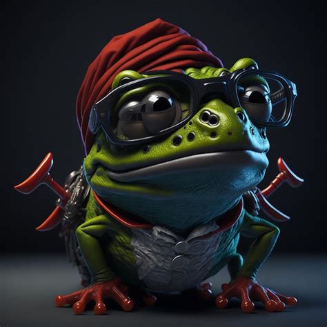 Premium Ai Image A Frog Wearing A Hat And Glasses Is Wearing A Red