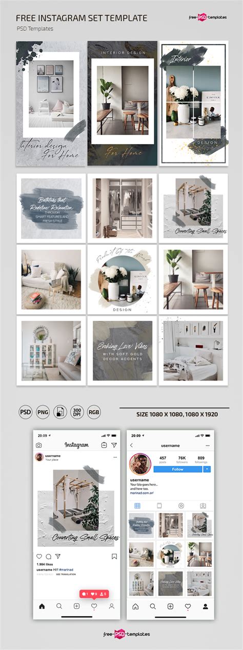 Free Psd Interior Instagram Posts And Stories Template Free Psd Templates