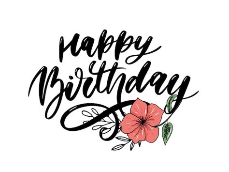 Happy Birthday Calligraphy Premium Vector