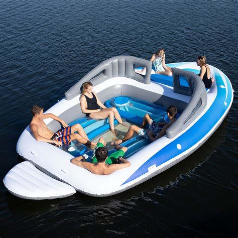 Big Inflatable 6 Person Party Island Water Float Lounge Swan Boat Flamingo Nib Ebay
