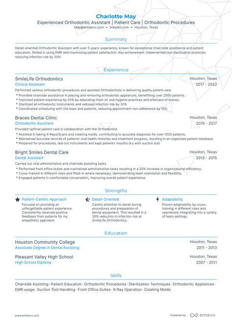 5 Orthodontic Dental Assistant Resume Examples And Guide For 2024