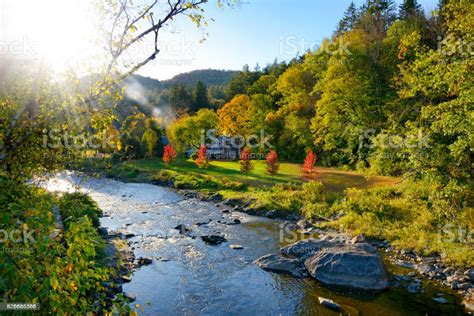 Autumn Foliage Landscape In New England Stock Photo