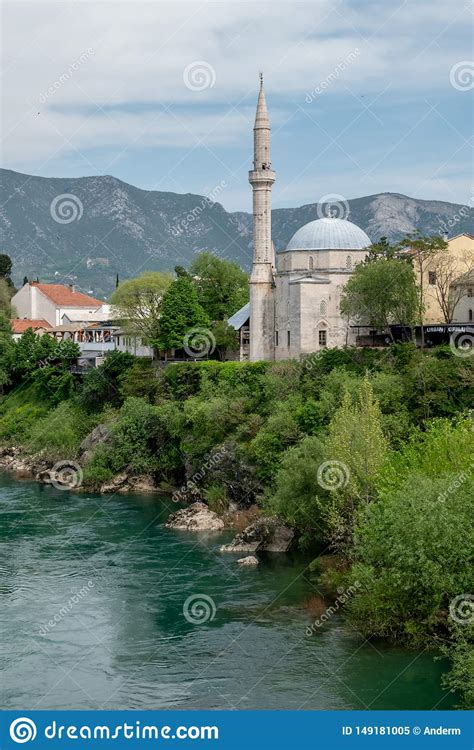 Beautiful View On Mostar City On Neretva River In Bosnia And