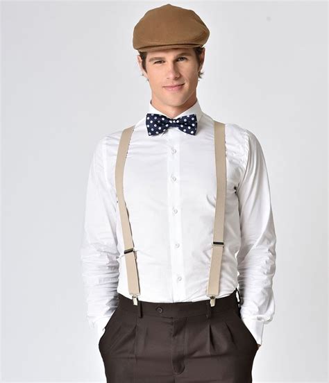 S Mens Clothing Taupe Adjustable Suspenders At Vintagedancer