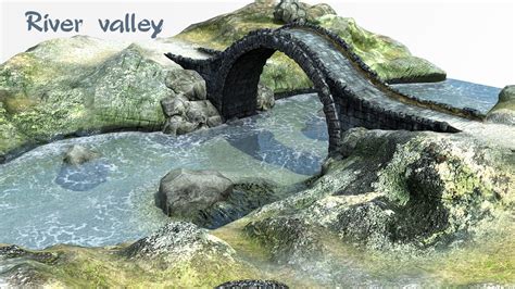 3d Model River Valley Bridge Low Poly Asset Vr Ar Low Poly Cgtrader