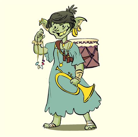 Art Goblin Bard Cartoon Character Commission Dnd